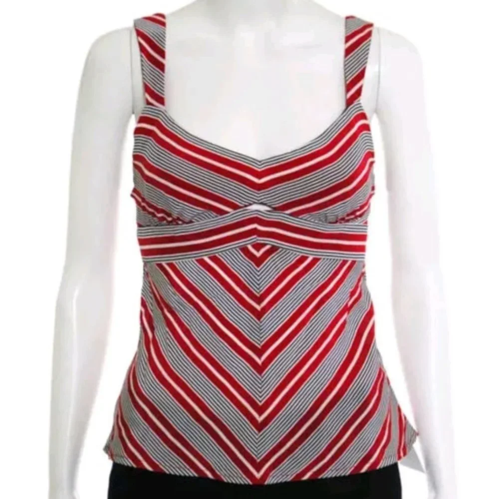 Nanette lepore silk spaghetti striped top shirt 4 - Picture 2 of 5